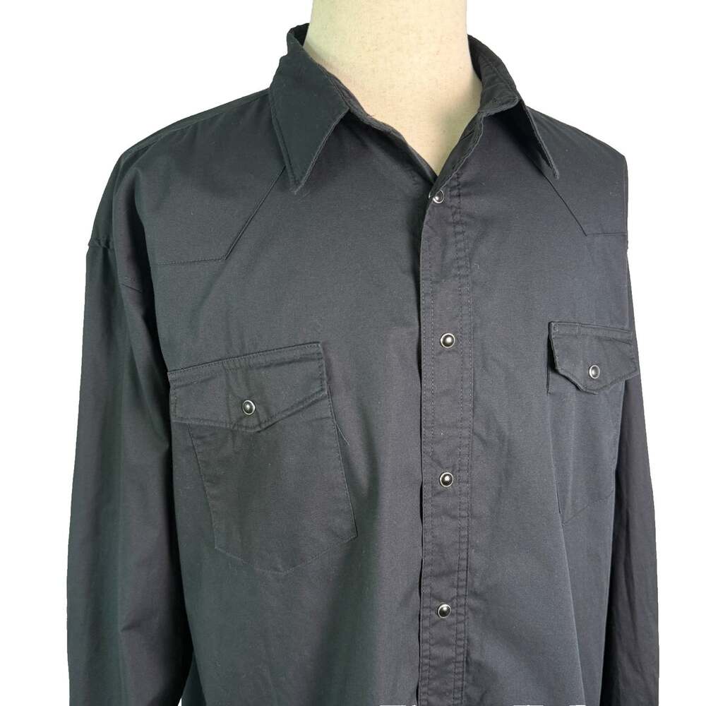 Wrangler Mens XXL Black Pearl Snap Long Sleeve Western Shirt 71105BK Yoke